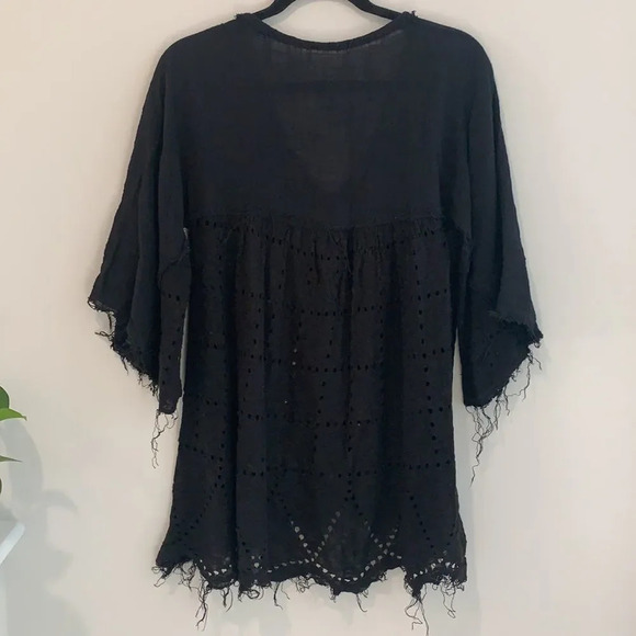 Free People Boho Peasant Top Blouse Shirt Summer Loving Slouchy Oversized Lace - Picture 9 of 9
